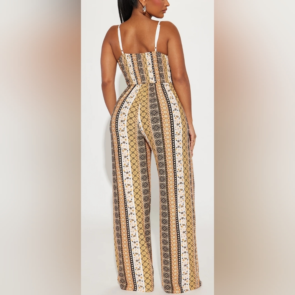 Derek Heart White Crochet Top Multicolor Striped Wide-Leg Jumpsuit - Picture 2 of 5